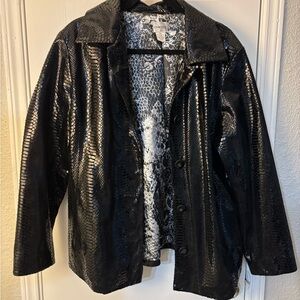 Chico's Shiny Black Textured Leather Jacket